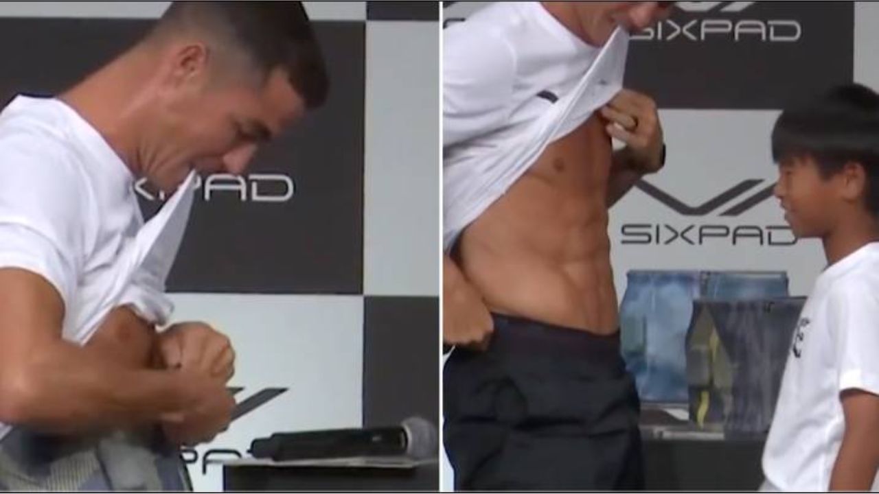 Cristiano Ronaldo Leaves Young Fan Speechless with Abs Show at Fitness Event
