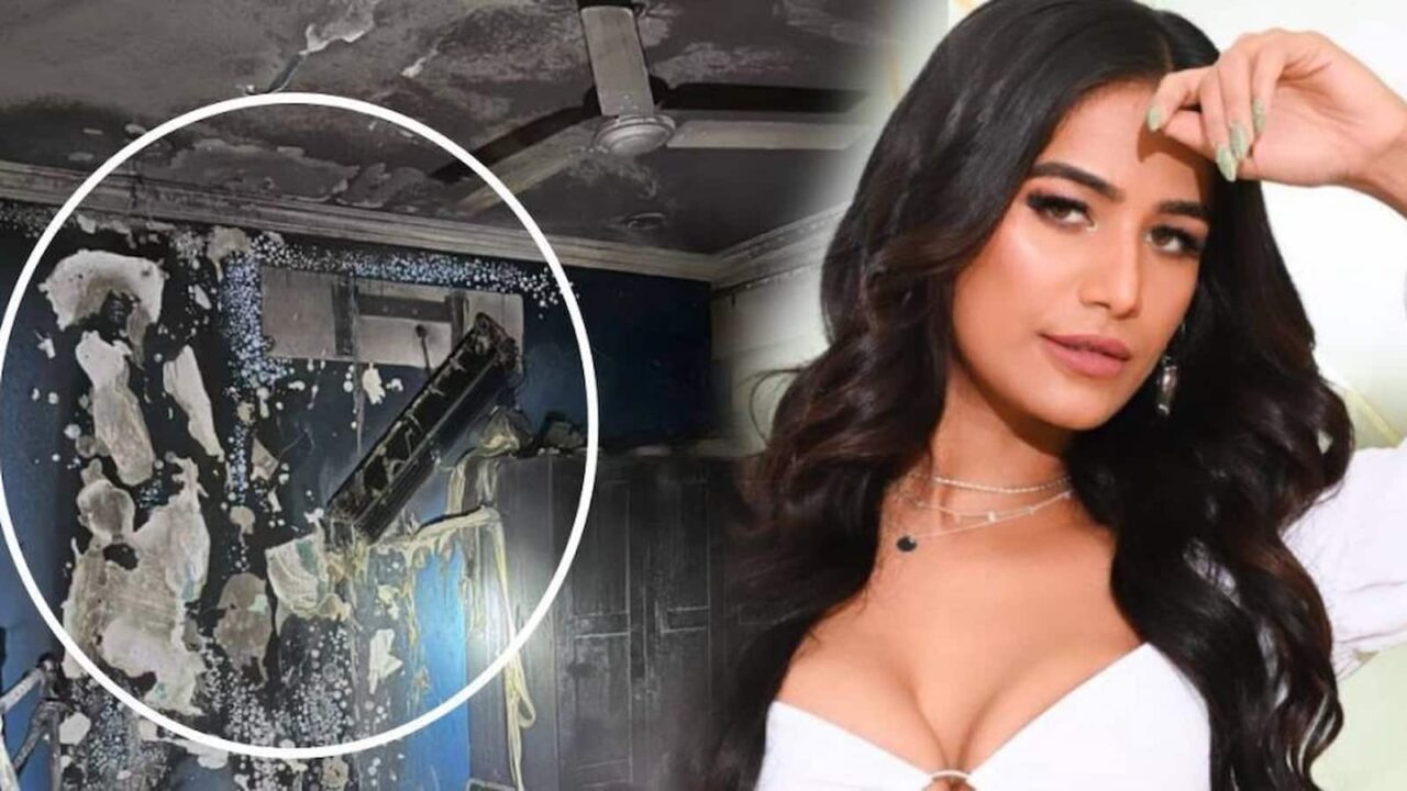 Poonam Pandey Mumbai home caught fire, but her pet dog was saved.