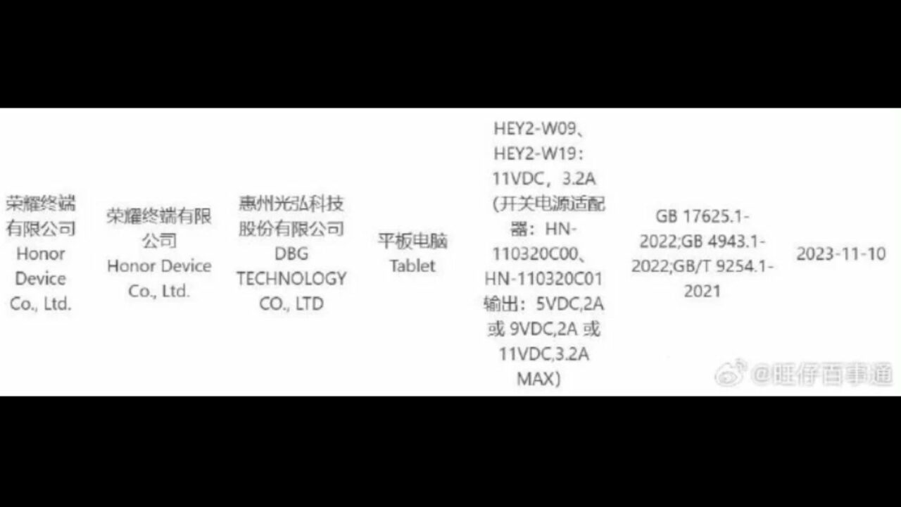 Honor Tablet 9 Emerges