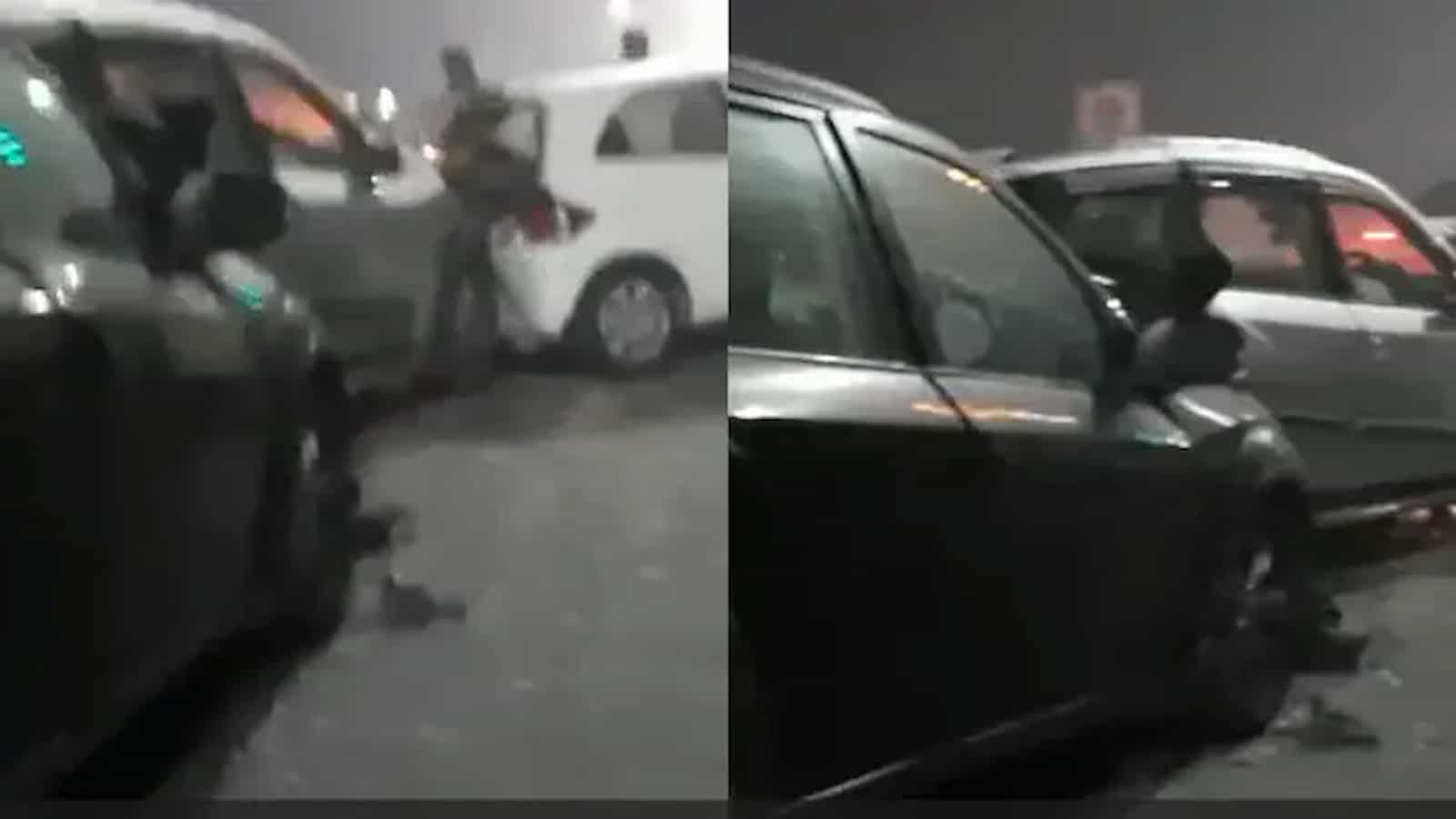 Car driver hits multiple vehicles in Noida commercial complex, held