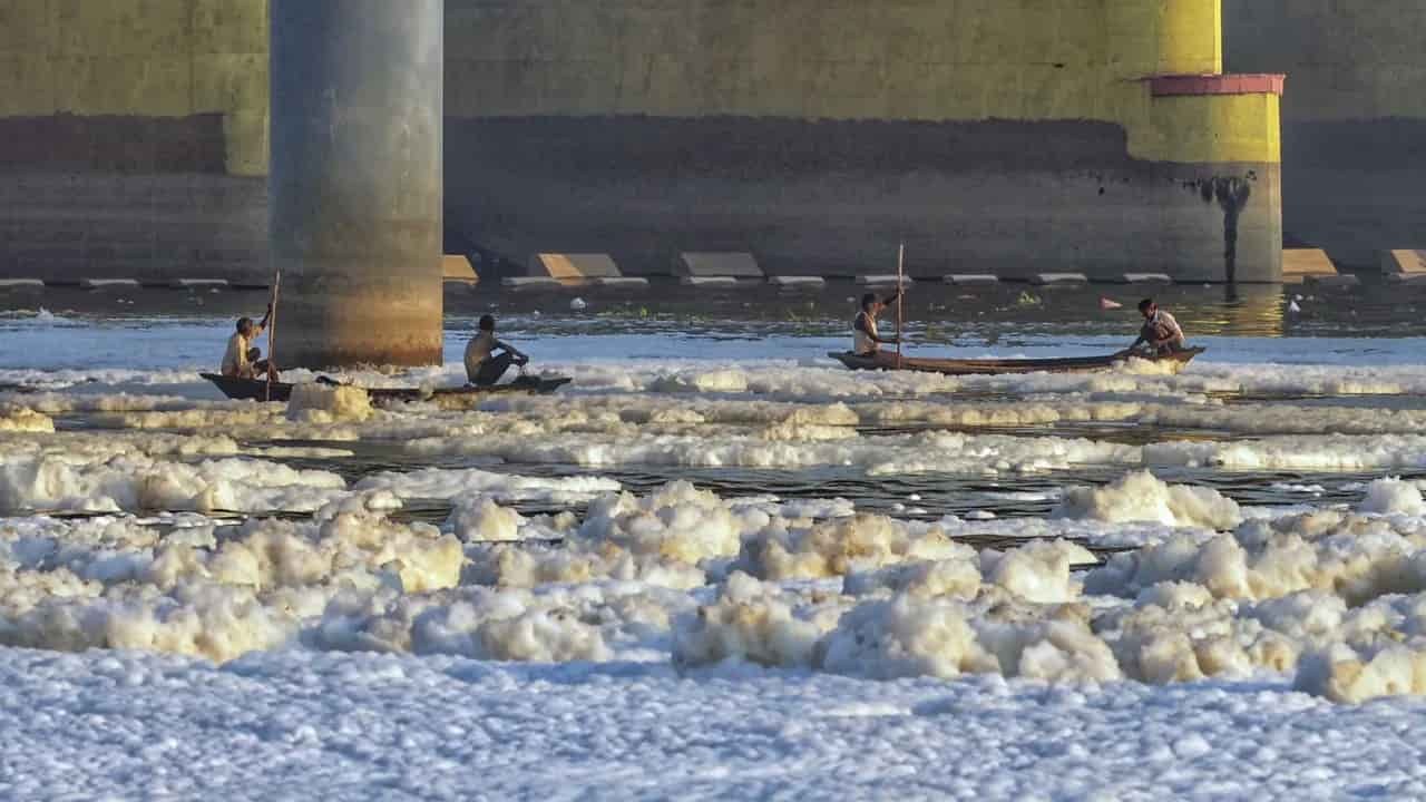Froth covers Delhi's Yamuna river ahead of festive season posing health hazard