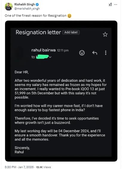 resignation email
