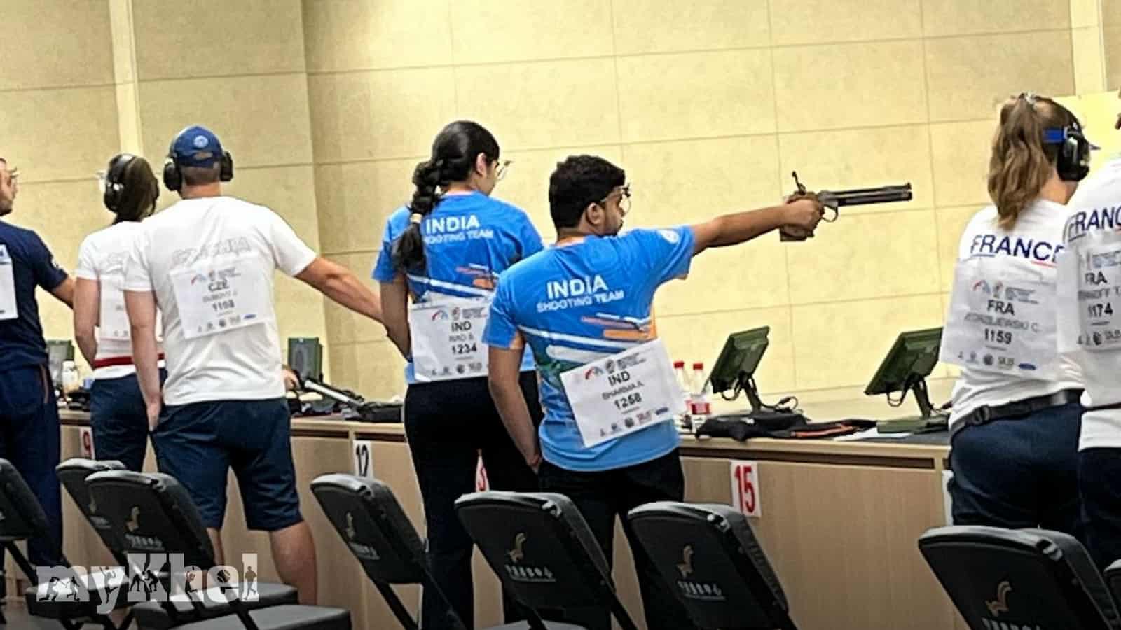 Indian male air pistol shooters