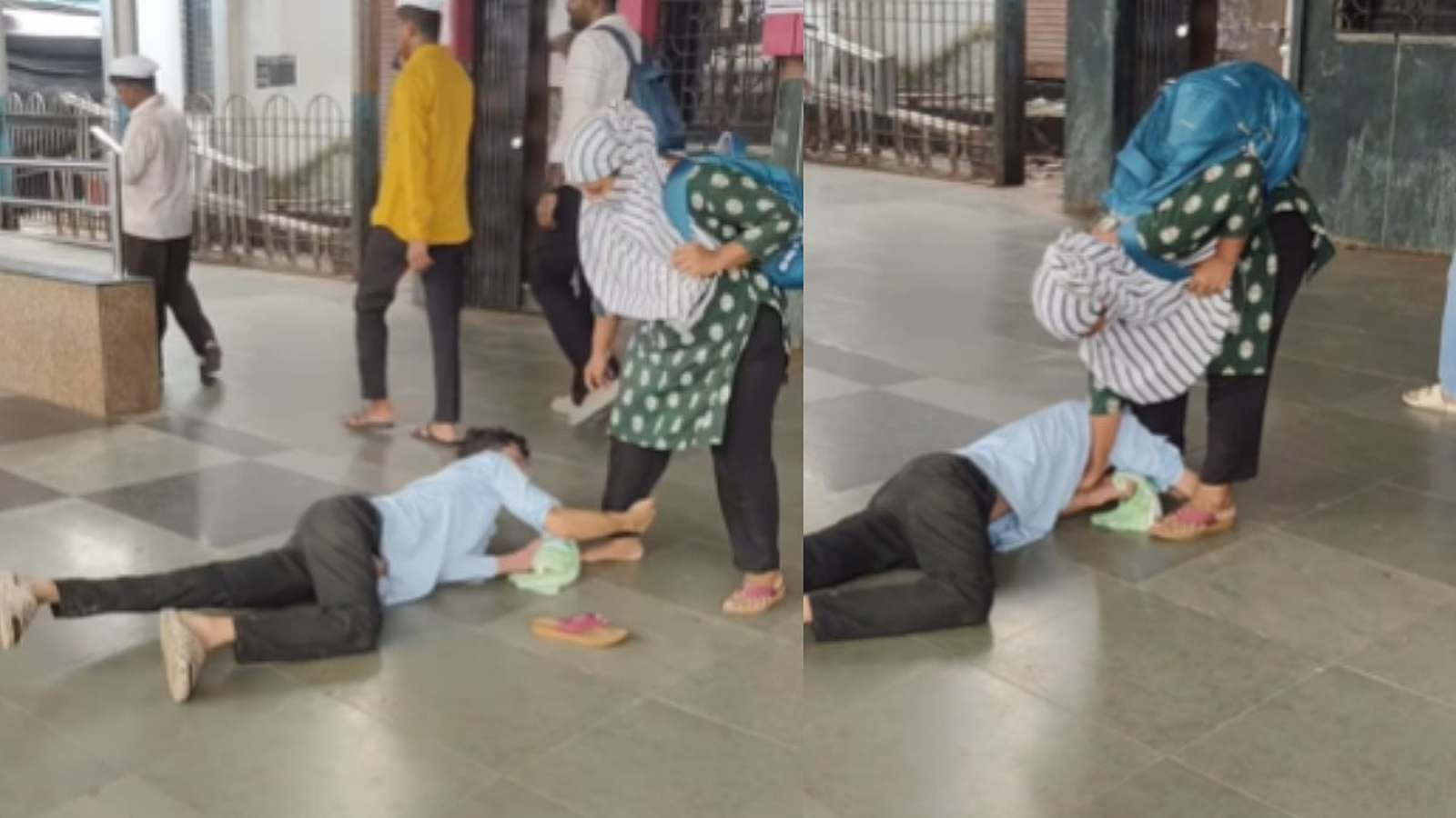 Borivali Railway Station Viral Video: Man Refuses to Leave Woman's Feet, Sparks Online Debate